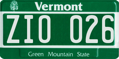VT license plate ZIO026