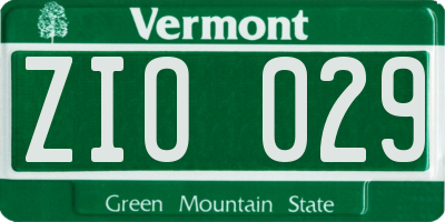 VT license plate ZIO029
