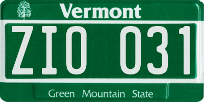 VT license plate ZIO031