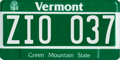 VT license plate ZIO037