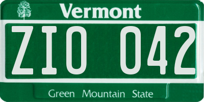 VT license plate ZIO042