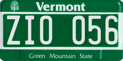 VT license plate ZIO056