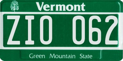 VT license plate ZIO062