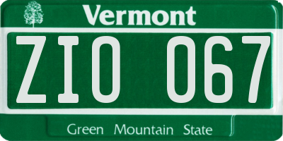 VT license plate ZIO067