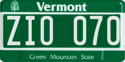 VT license plate ZIO070