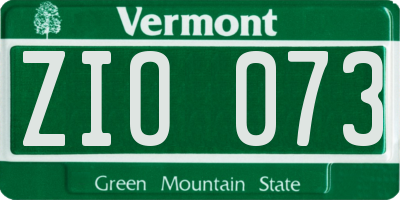 VT license plate ZIO073