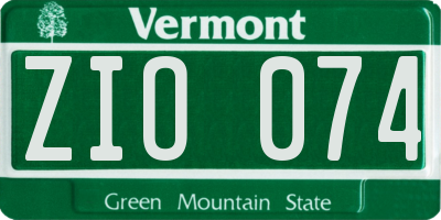VT license plate ZIO074
