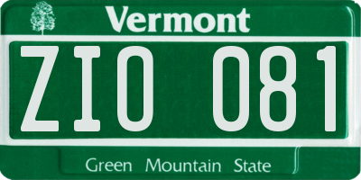 VT license plate ZIO081