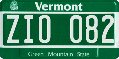 VT license plate ZIO082