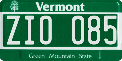 VT license plate ZIO085