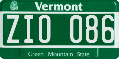VT license plate ZIO086
