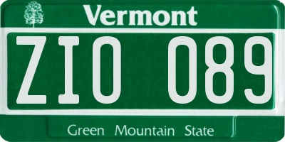 VT license plate ZIO089