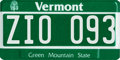 VT license plate ZIO093