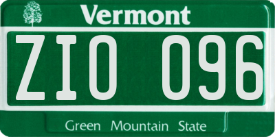 VT license plate ZIO096
