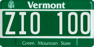 VT license plate ZIO100