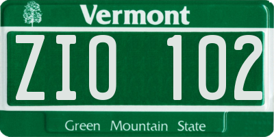 VT license plate ZIO102