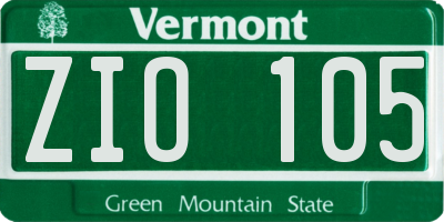VT license plate ZIO105
