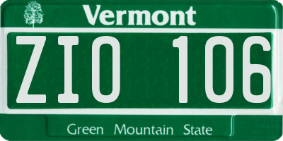 VT license plate ZIO106