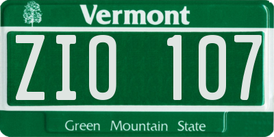 VT license plate ZIO107