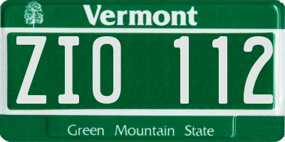 VT license plate ZIO112