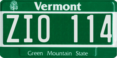 VT license plate ZIO114