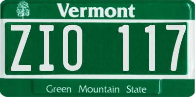 VT license plate ZIO117