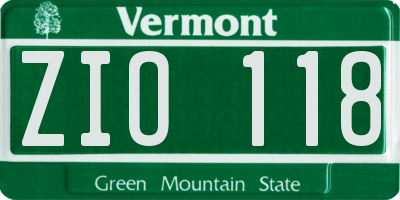 VT license plate ZIO118