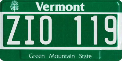 VT license plate ZIO119
