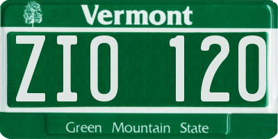 VT license plate ZIO120