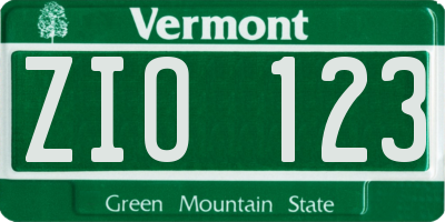 VT license plate ZIO123