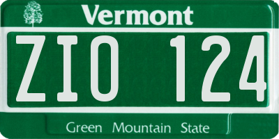 VT license plate ZIO124