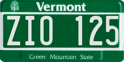 VT license plate ZIO125