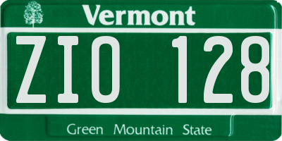 VT license plate ZIO128