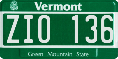 VT license plate ZIO136