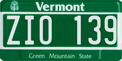 VT license plate ZIO139