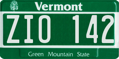 VT license plate ZIO142