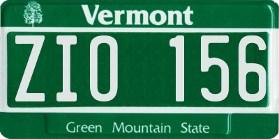 VT license plate ZIO156