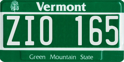 VT license plate ZIO165