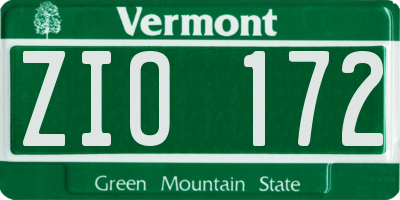 VT license plate ZIO172