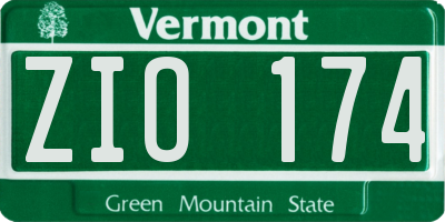 VT license plate ZIO174