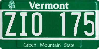 VT license plate ZIO175