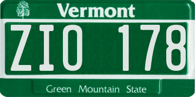 VT license plate ZIO178