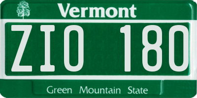 VT license plate ZIO180