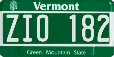 VT license plate ZIO182