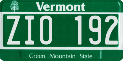 VT license plate ZIO192