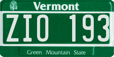 VT license plate ZIO193