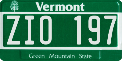 VT license plate ZIO197