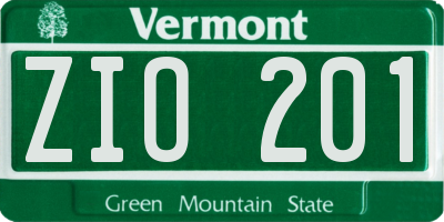VT license plate ZIO201
