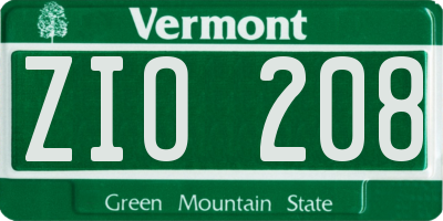 VT license plate ZIO208
