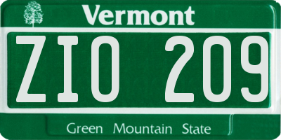 VT license plate ZIO209